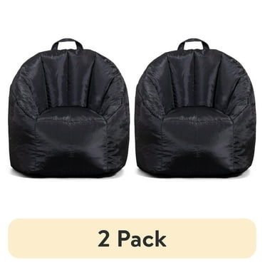 (2 pack) Big Joe Joey Junior Kids Bean Bag Chair, 1.5 Feet, Durable Polyester Nylon Blend, Black