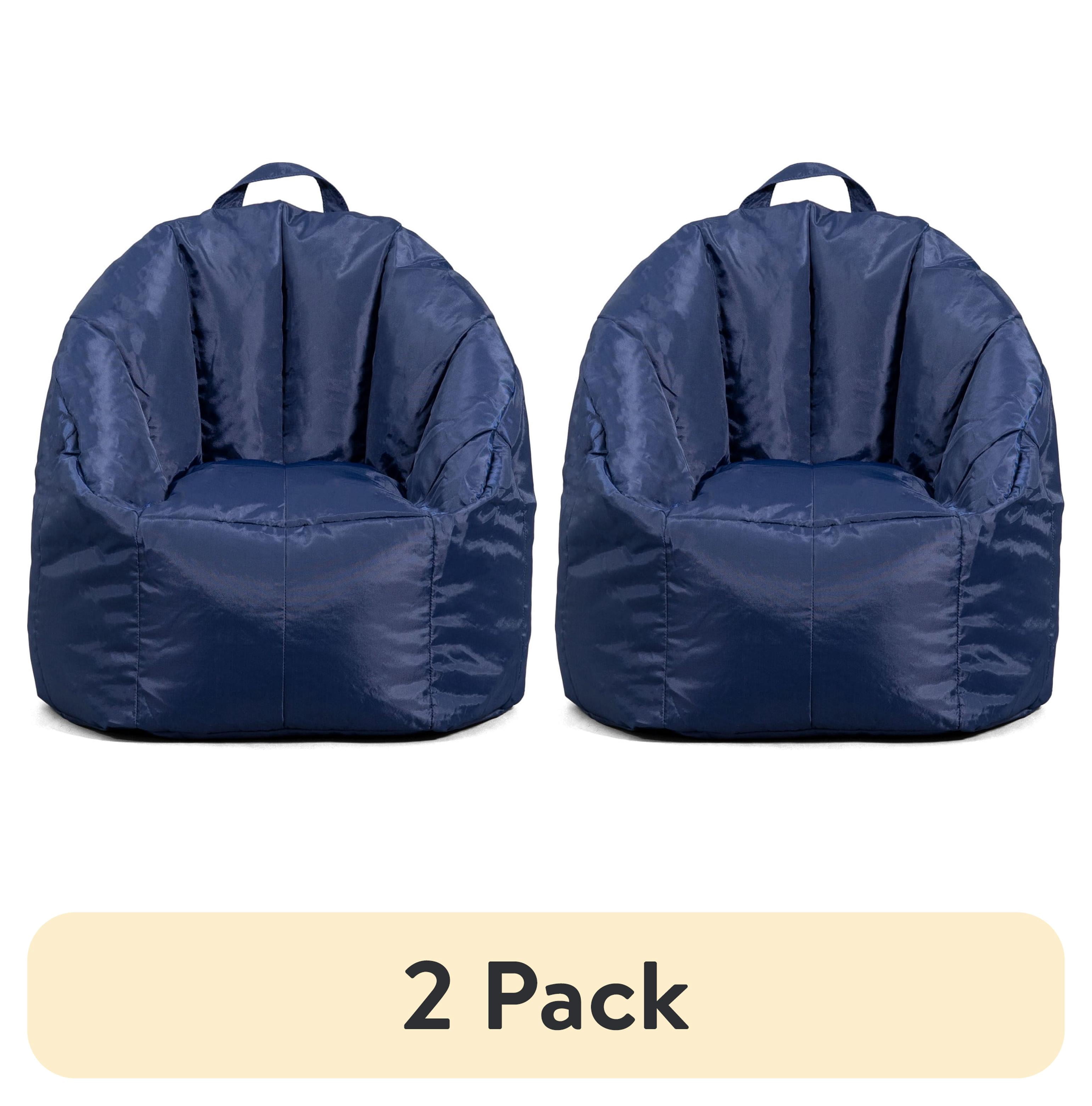 (2 pack) Big Joe Joey Junior Bean Bag Chair for Kids, 1.5 ft Nylon Blend Lightweight Lounge Chair, Durable Polyester, Navy