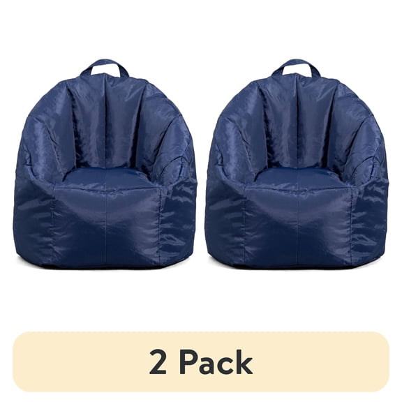 (2 pack) Big Joe Joey Junior Bean Bag Chair for Kids, 1.5 ft Nylon Blend Lightweight Lounge Chair, Durable Polyester, Navy