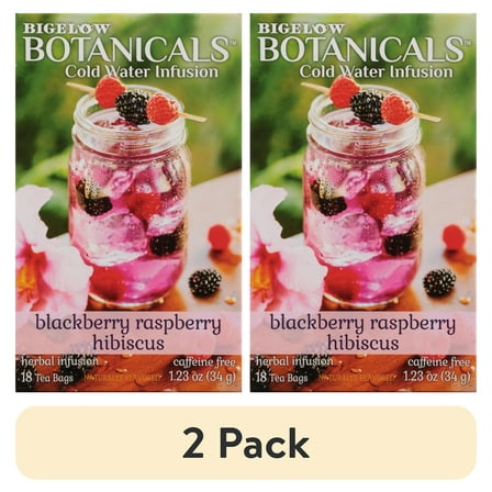 (2 pack) Bigelow Botanicals Cold Water Herbal Infusion, Blackberry Raspberry Hibiscus,Tea Bags, 18Ct