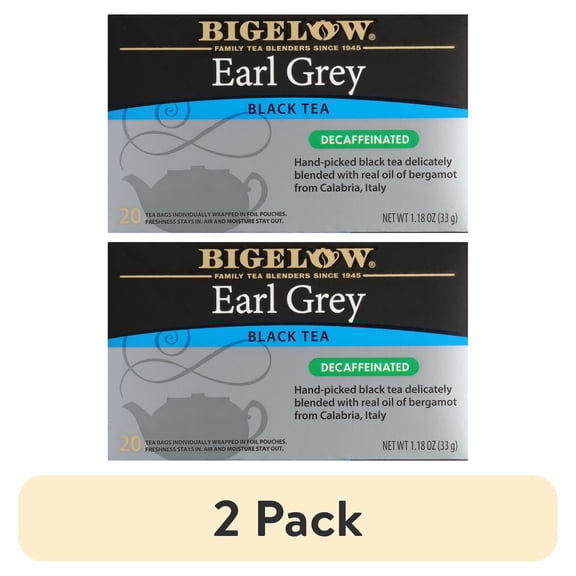 (2 pack) Bigelow Earl Grey, Decaffeinated, Black Tea Bags, 20 Count