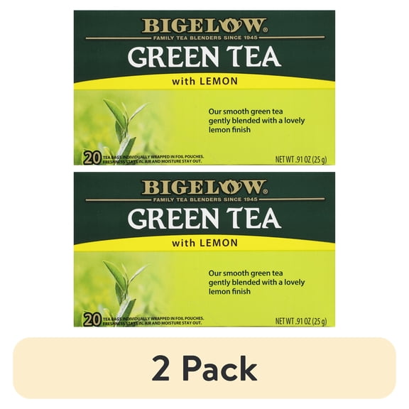 (2 pack) Bigelow Green Tea with Lemon, Tea Bags, 20 Count