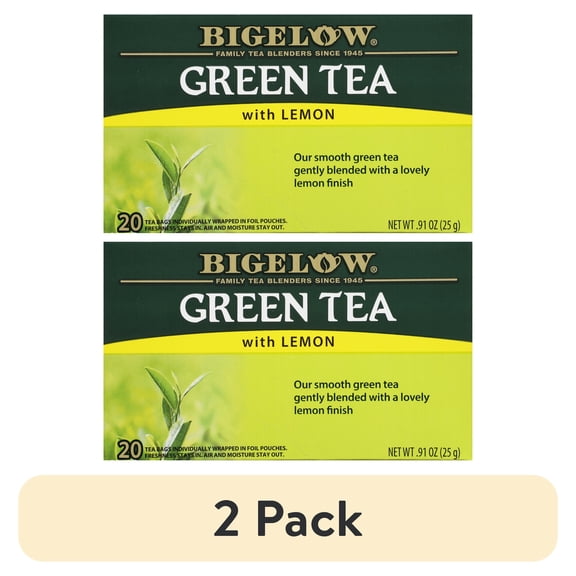 (2 pack) Bigelow Green Tea with Lemon, Tea Bags, 20 Count