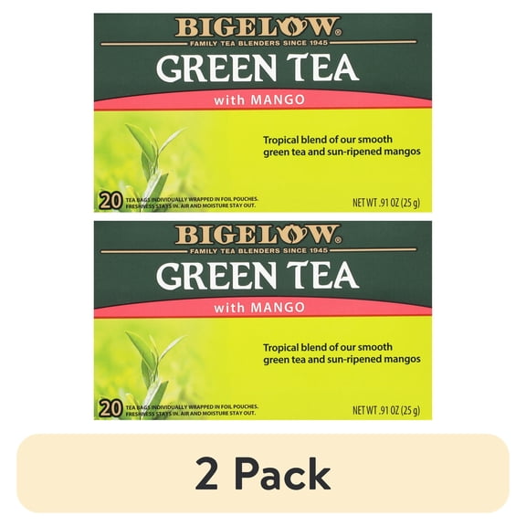 (2 pack) Bigelow Green Tea with Mango, Tea Bags, 20 Count