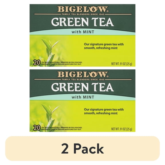 (2 pack) Bigelow Green Tea with Mint, Tea Bags, 20 Count