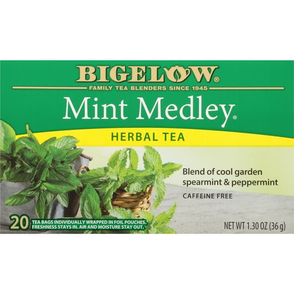 (2 pack) Bigelow Herbal Tea, Mint Medley, Tea Bags, 20 Ct