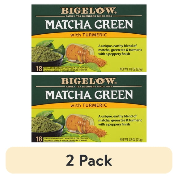 (2 pack) Bigelow Matcha Green Tea with Turmeric, Green Tea Bags, 18 Count