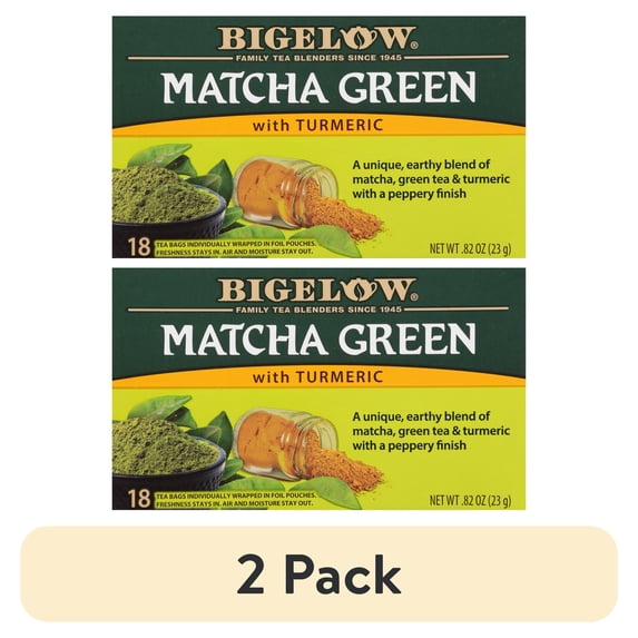 (2 pack) Bigelow Matcha Green Tea with Turmeric, Green Tea Bags, 18 Count