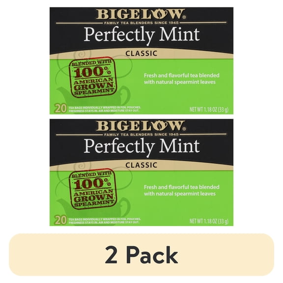 (2 pack) Bigelow Perfectly Mint, Black Tea Bags, 20 Count