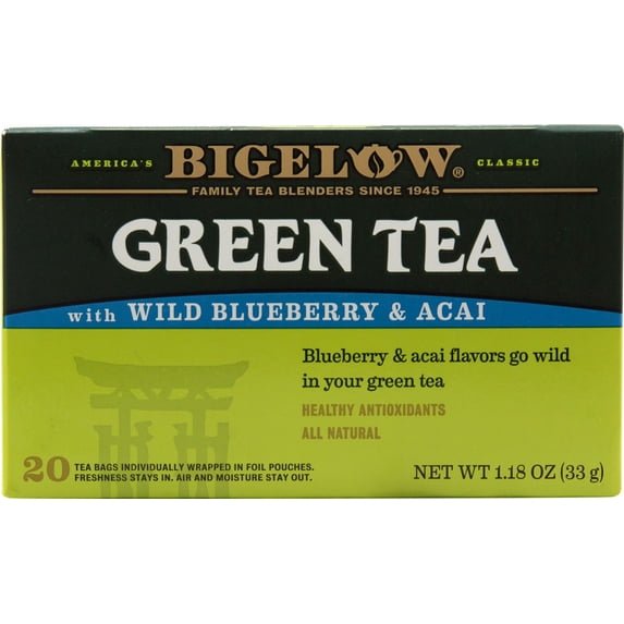 (2 pack) Bigelow Tea Green Tea Wild Blueberry & Acai -- 20 Tea Bags