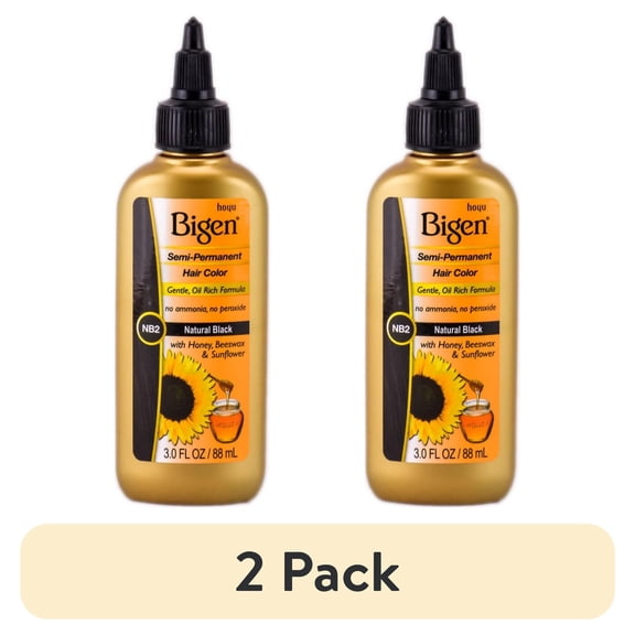 (2 pack) Bigen NB2 Semi-Permanent Hair Color, Natural Black, 3.0 fl oz, Adult, All Hair Types