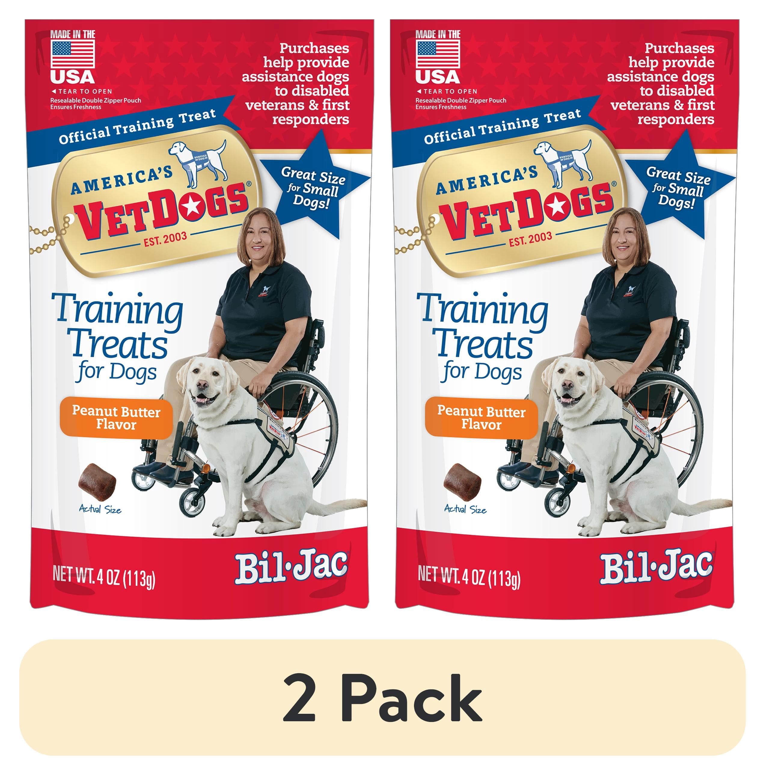 (2 pack) Bil-Jac VetDogs Veteran's K-9 Corps Training Treat for Dogs, Peanut Butter Flavor, 4 oz.