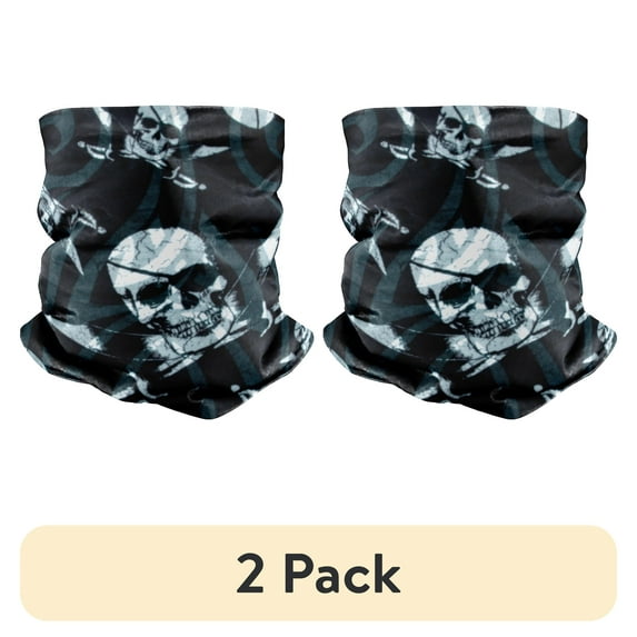 (2 pack) Bimini Bay Solar Guard / Neck and Face covering is made with 100% polyester. Provides a UPF protection 50. Art design is pirate themed.