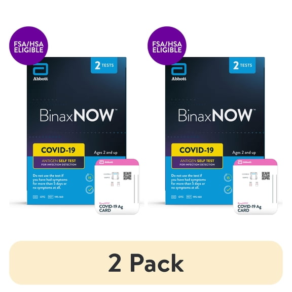 (2 pack) BinaxNOW™ COVID-19 Rapid Antigen Self-Test Kit with Reliable 15 Minute Results, 2 Tests