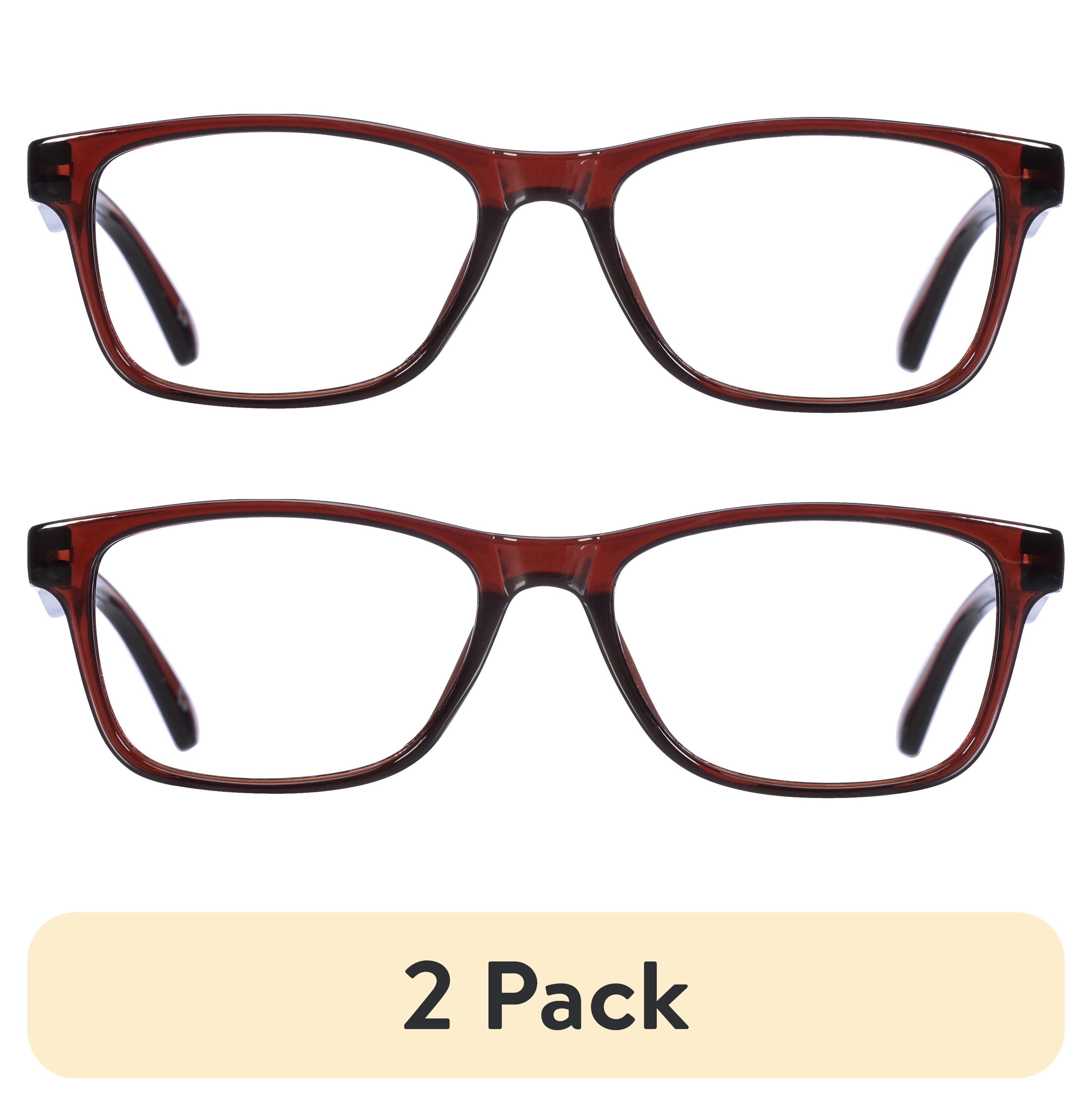 (2 pack) Bio Eyes Mens Rectangular Reading Glasses Made from Recycled Plastic Zera +2.00 in Brown