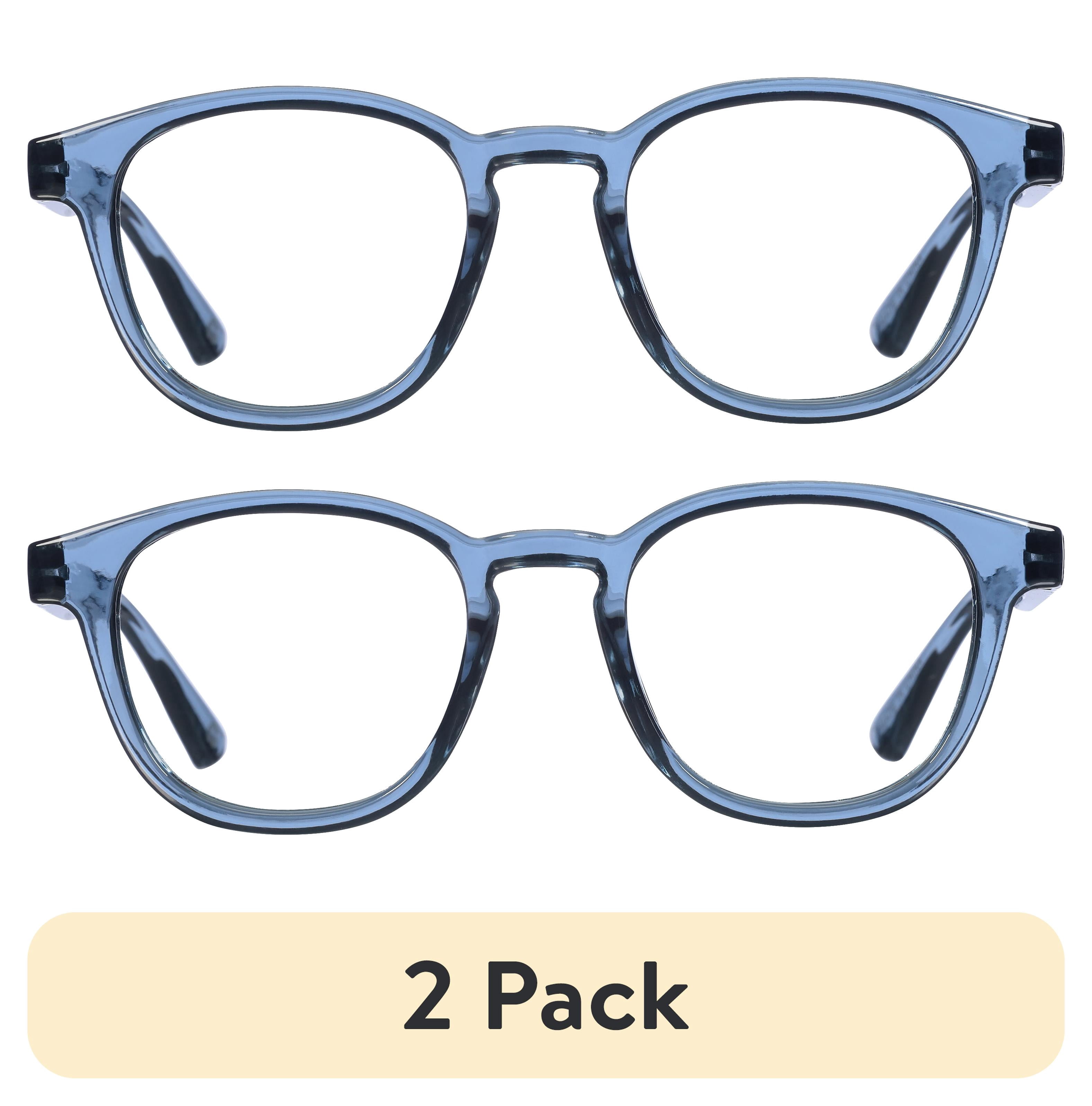 (2 pack) Bio Eyes Unisex Round Reading Glasses Made from Recycled Plastic Basil +1.50 in Blue