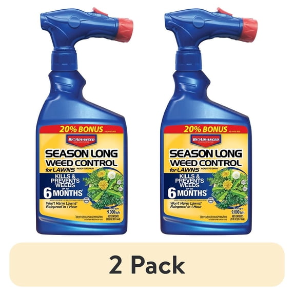 (2 pack) BioAdvanced Season Long Weed Control for Lawns, Ready-to-Spray, 29 oz, 9,000 Sq ft