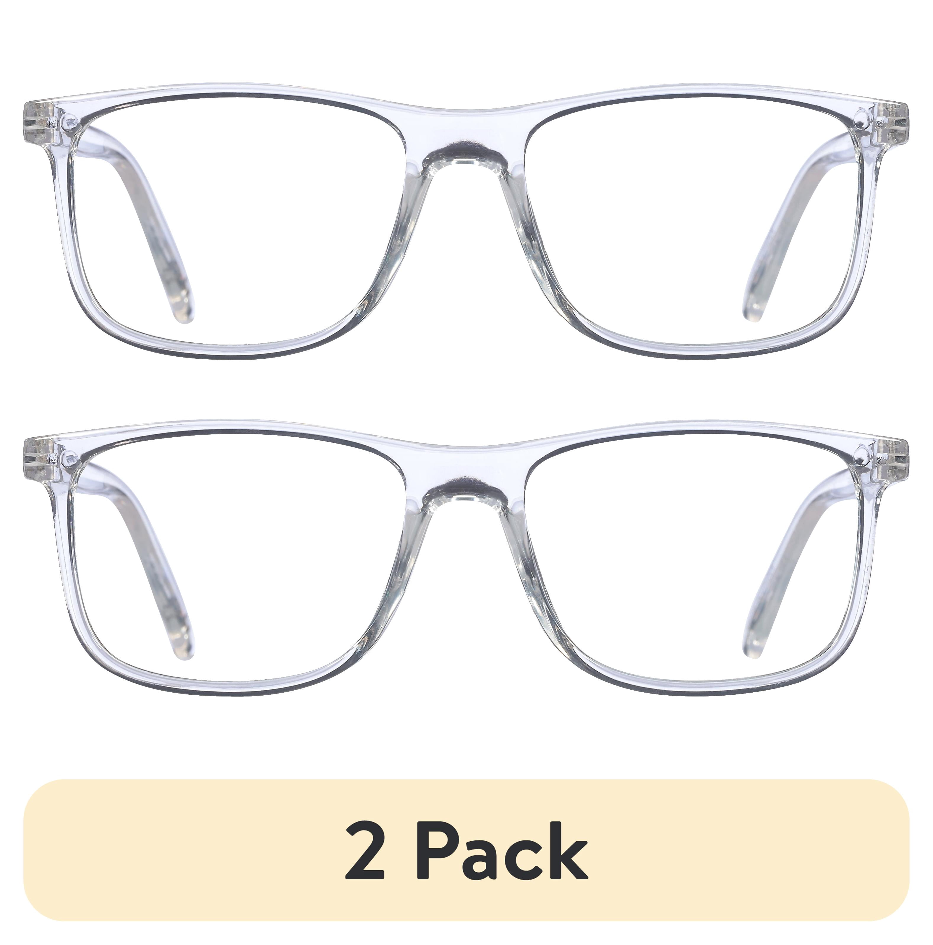 (2 pack) B.E Bio Eyes Mens Rectangular Reading Glasses Made from Recycled Plastic Ewan +3.00 in Crystal