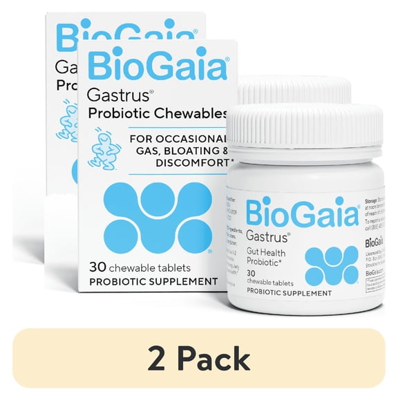 (2 pack) BioGaia Gastrus Gut Health Probiotic | Ease Abdominal Discomfort, Gas, Bloating & Promote Regularity