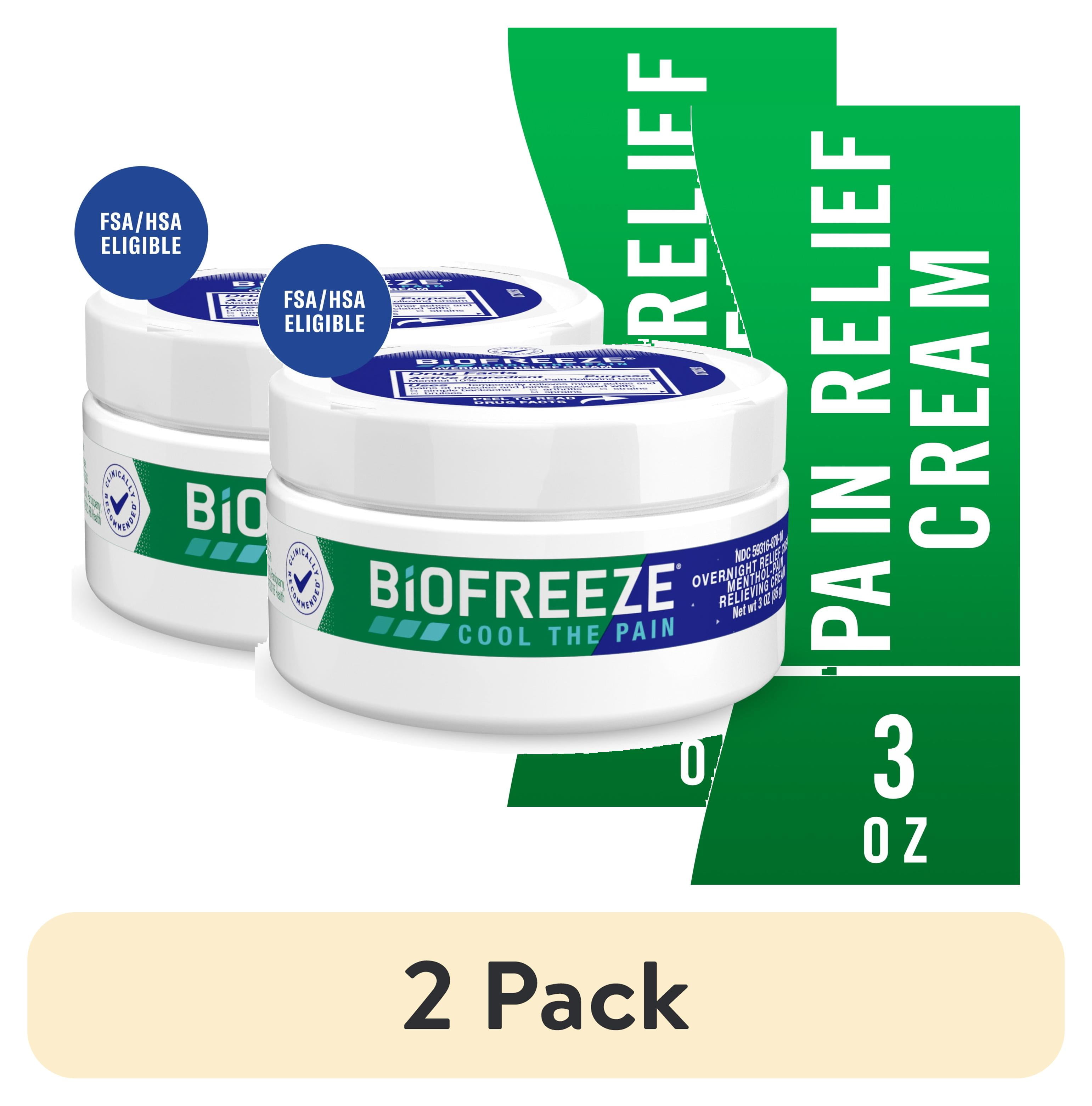 (2 pack) Biofreeze Overnight Pain Relief Cream, Back Knee Muscle Joint and Arthritis Pain Relievers, 3 oz
