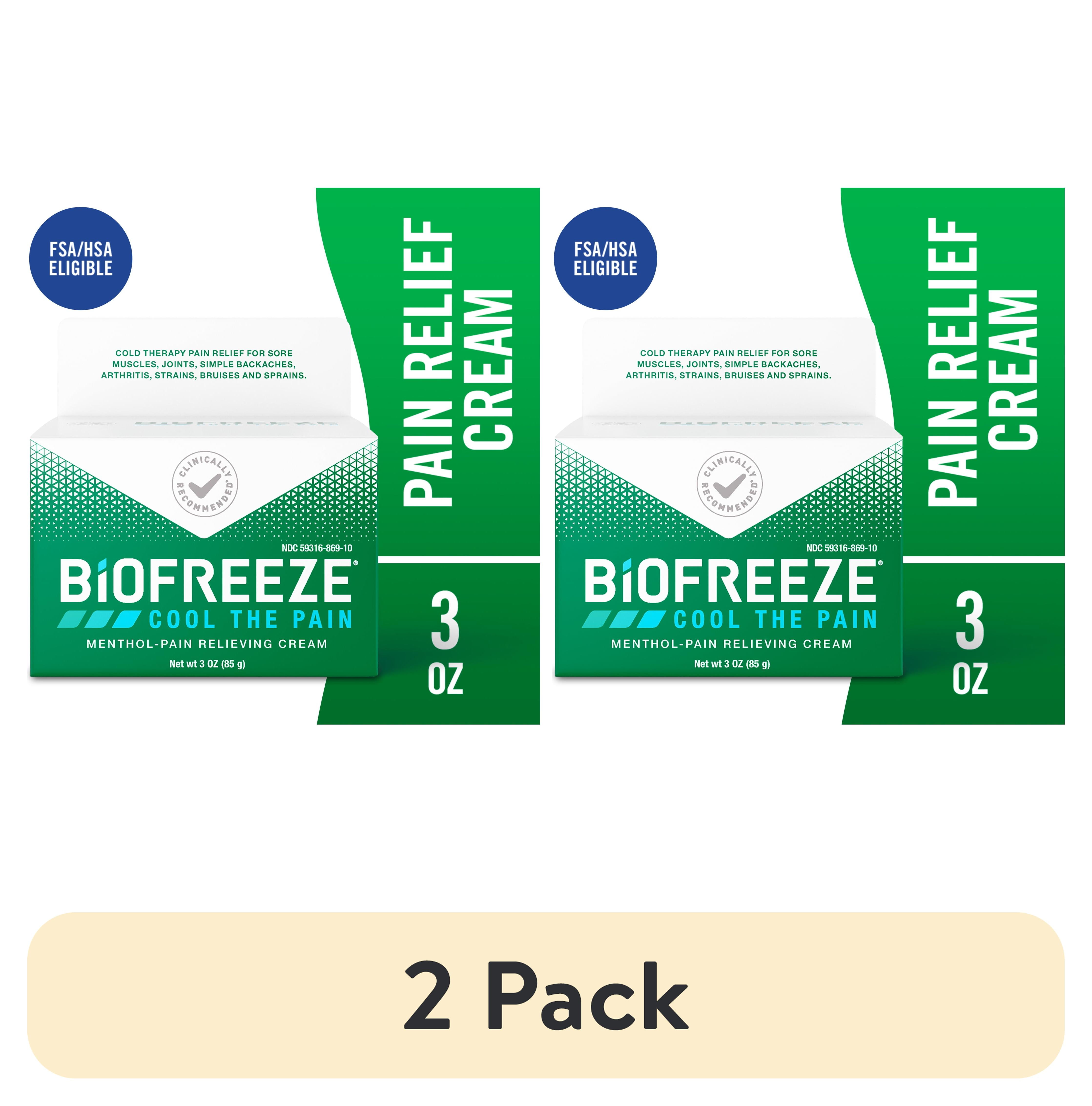 (2 pack) Biofreeze Pain Relief Cream, Back Knee Muscle Joint and Arthritis Pain Relievers, Menthol, 3 oz