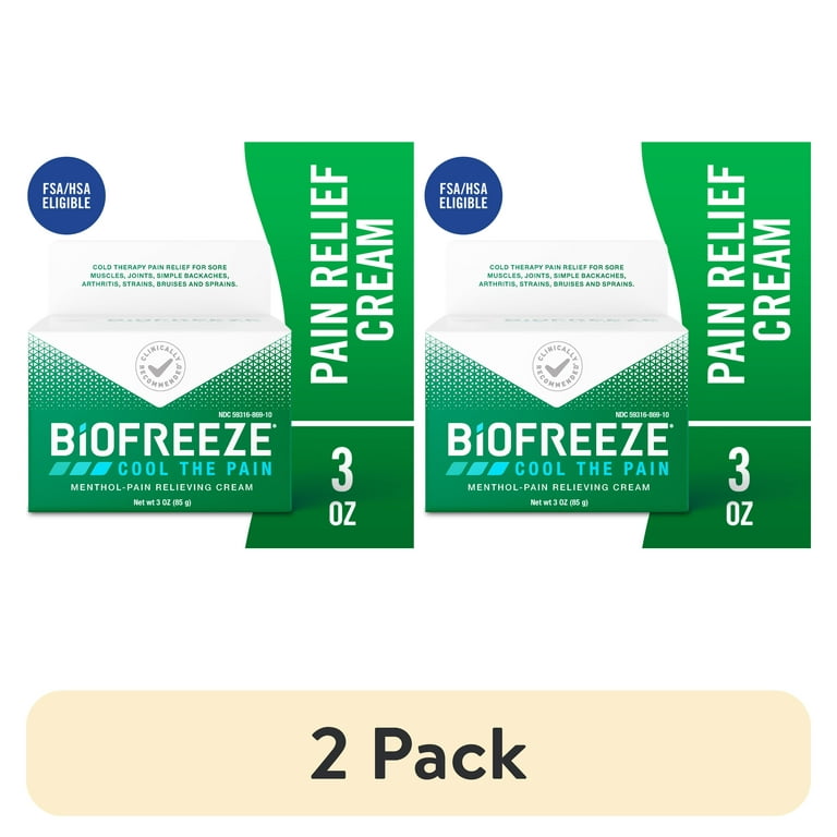 2 pack) Biofreeze Pain Relief Cream, Back Knee Muscle Joint and