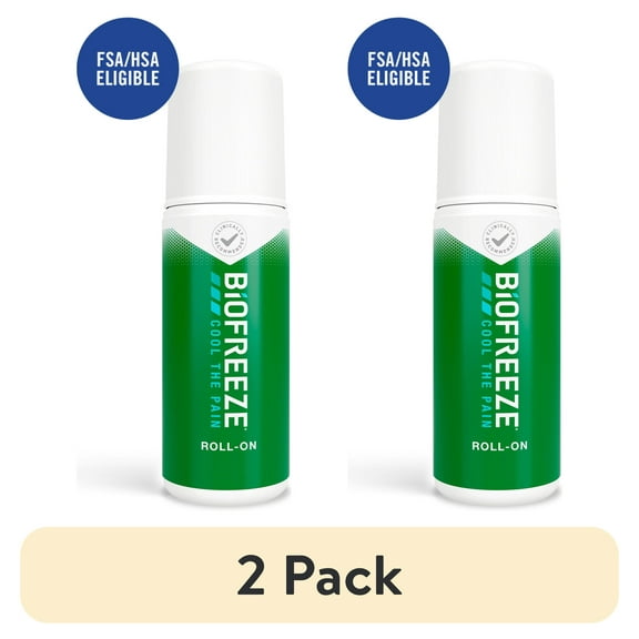 (2 pack) Biofreeze Pain Relief Roll-On, Back Knee Muscle Joint Arthritis Pain Relievers, Menthol, 2.5 oz