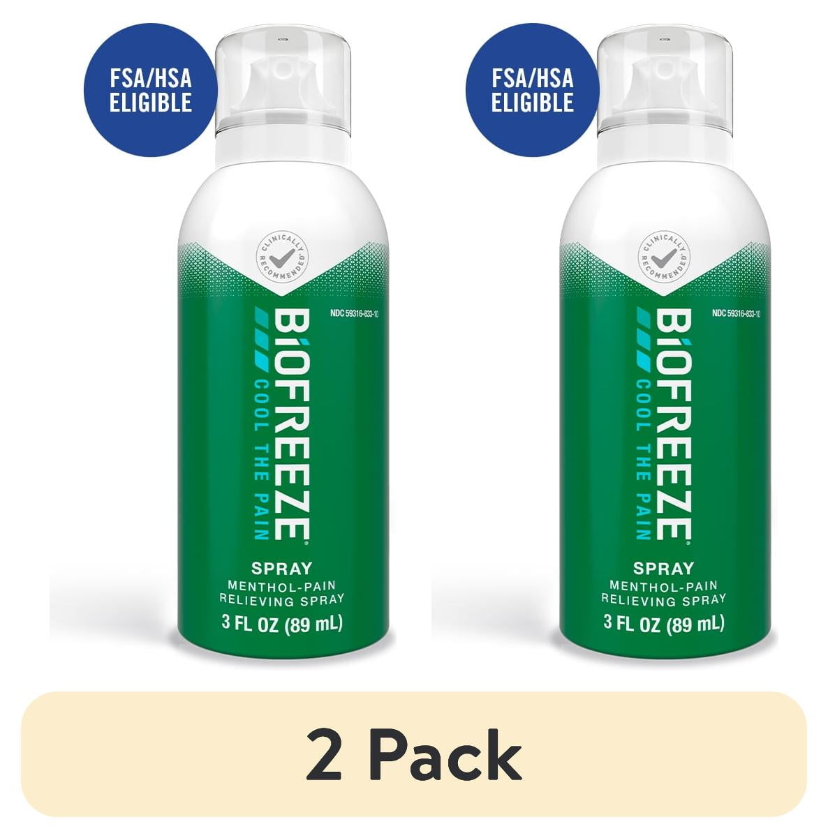 (2 pack) Biofreeze Pain Relief Spray, Back Knee Muscle Joint and Arthritis Pain Relievers, Menthol, 3 oz