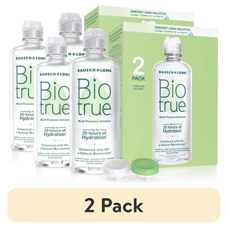 (2 pack) Biotrue Original Multi-Purpose Contact Lens Solution with Lens Case by Bausch + Lomb, 20 fl oz