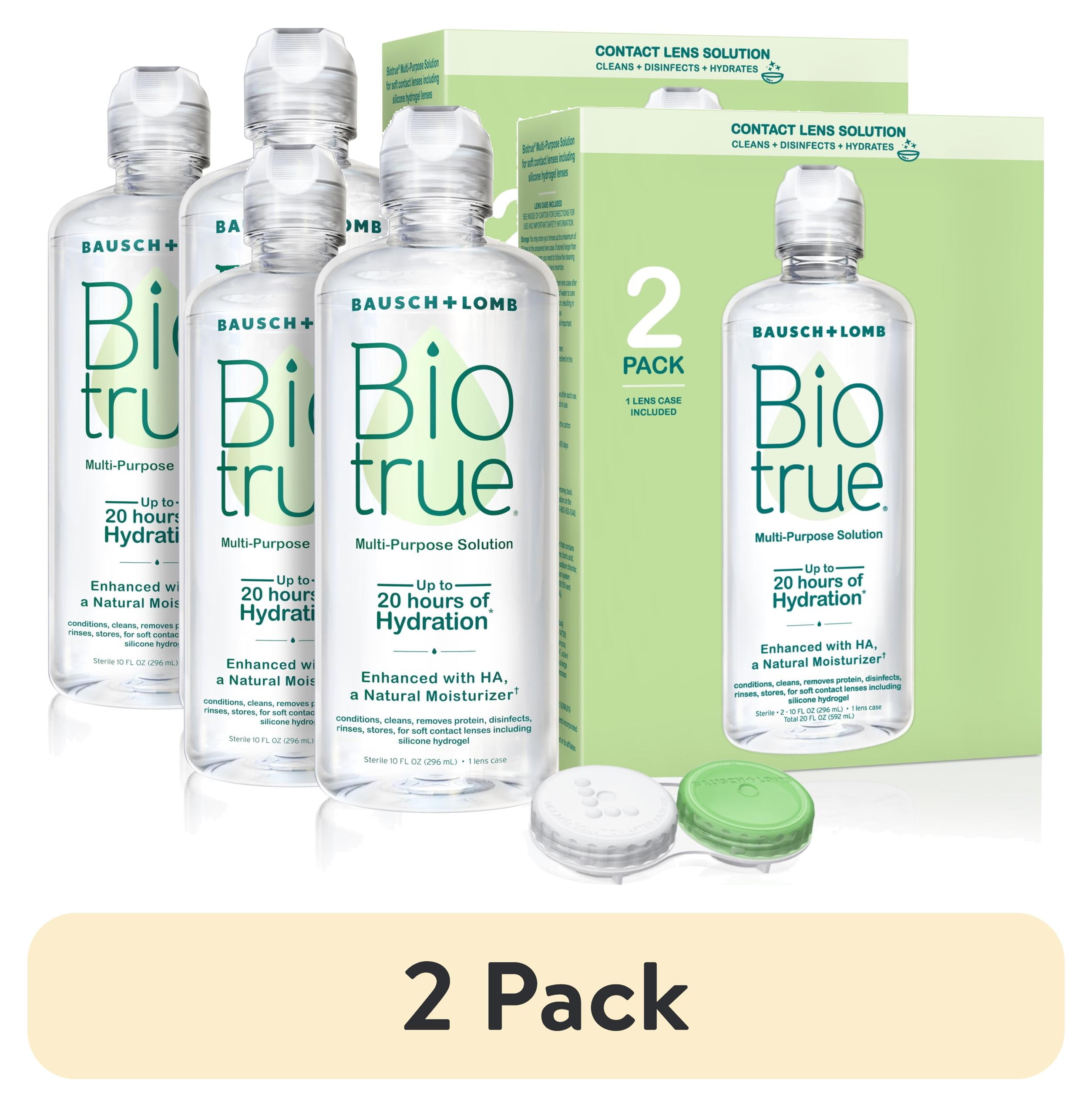 (2 pack) Biotrue Original Multi-Purpose Contact Lens Solution and Cleaner with Lens Case, 10 fl oz, 2 Pack
