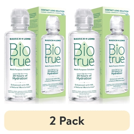 (2 pack) Biotrue Original Multi-Purpose Contact Lens Solution with Lens Case by Bausch + Lomb, 4 fl oz