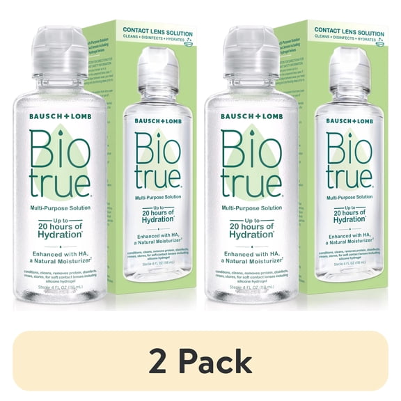 (2 pack) Biotrue Original Multi-Purpose Contact Lens Solution with Lens Case by Bausch + Lomb, 4 fl oz