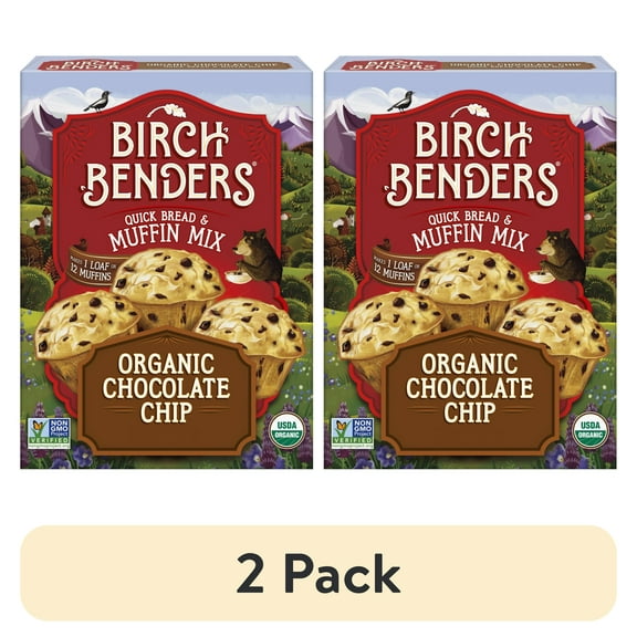 (2 pack) Birch Benders Organic Chocolate Chip Muffin Mix, 14.3 oz Box