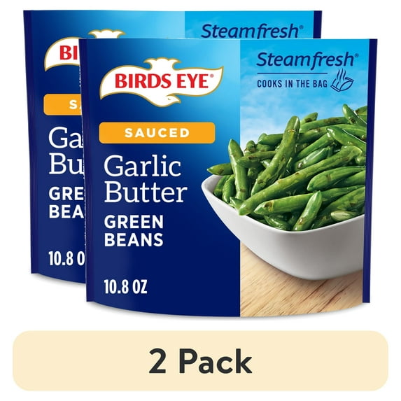 (2 pack) Birds Eye Steamfresh Garlic Butter Green Beans, Frozen Vegetables, 10.8 oz. Bag
