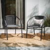 (2 pack) BizChair Lila Indoor/Outdoor Stacking Rattan Patio Chairs, Set of 2, Gray