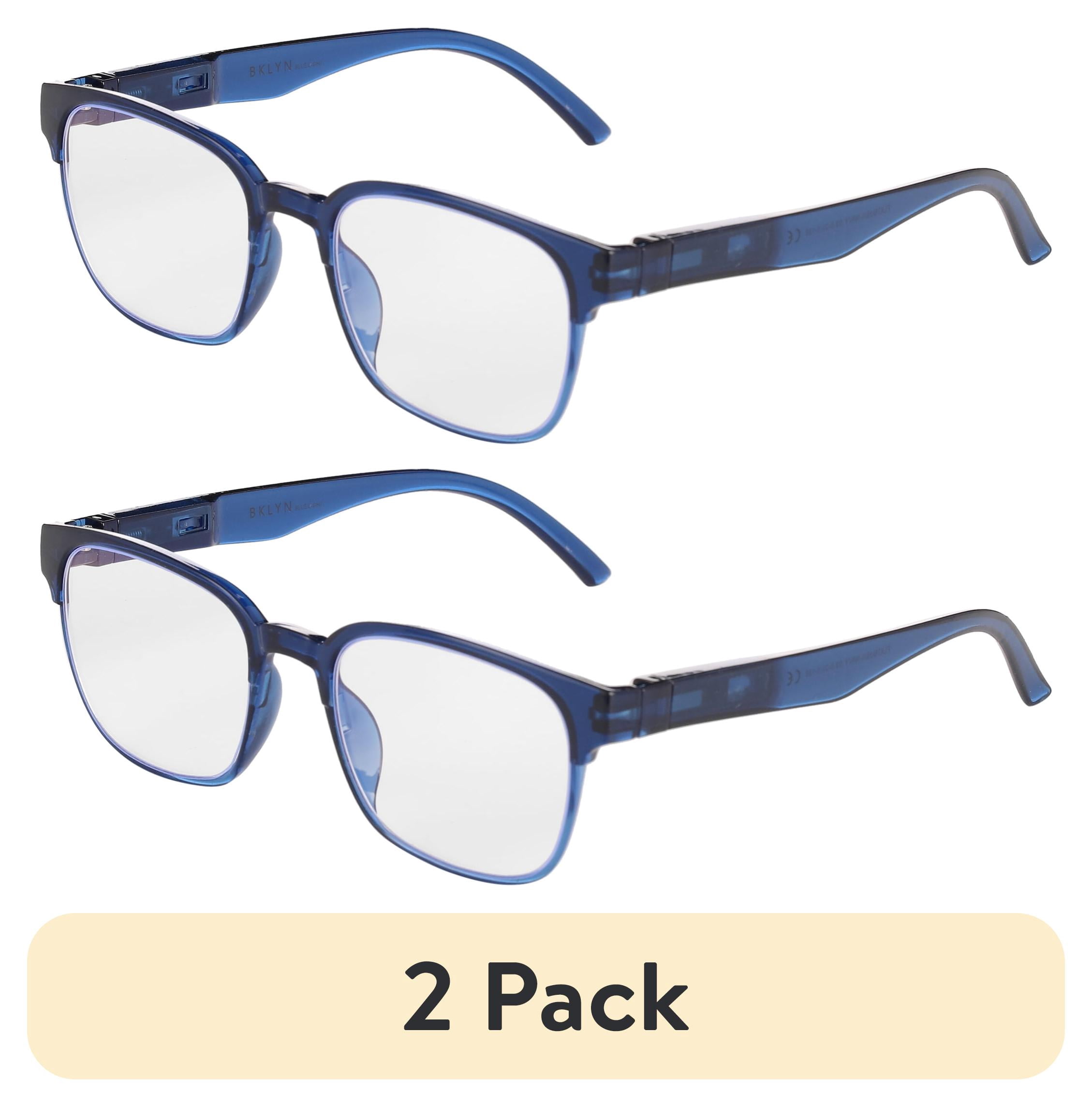 (2 pack) Bklyn, Flatbush, Adult, Mens, Plastic, Plano Blue light Readers, Black, 1 Pair