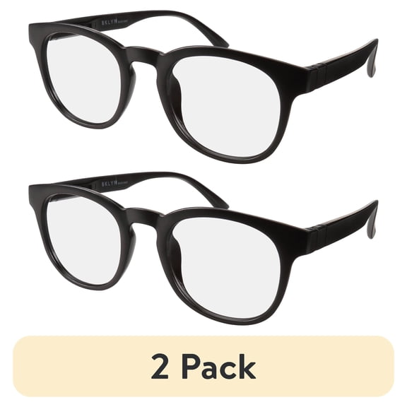 (2 pack) Bklyn, Sterling, Adult, Unisex, Plastic, Plano Blue light Readers, Black, 1 Pair