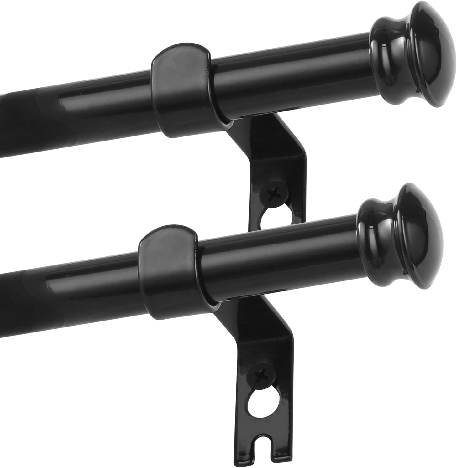 2 pack Black Curtain Rods for Windows 30 to 45 Inches with Brackets ...