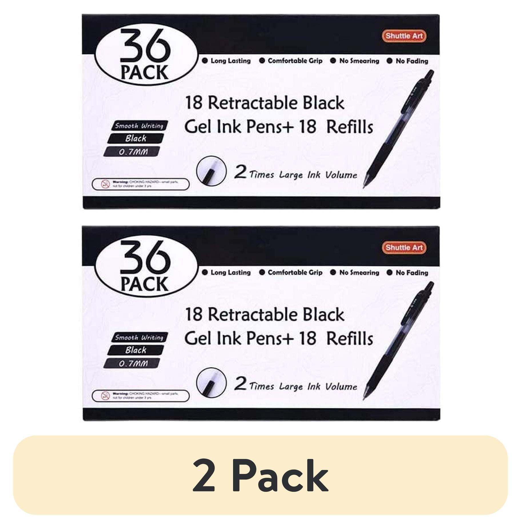 (2 pack) Shuttle Art Black Gel Pens, 36 Pack(18 Gel Pens with 18 Refills) Retractable Medium Point Rollerball Gel Ink Pens Smooth Writing with Comfortable Grip