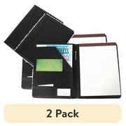 (2 pack) Black Leather Padfolio with ID Window (Blue)