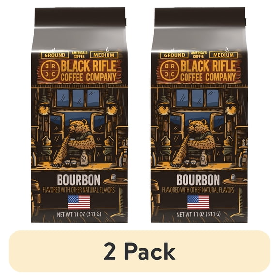 (2 pack) Black Rifle Coffee Bourbon, Medium Roast, Ground Coffee, 11oz