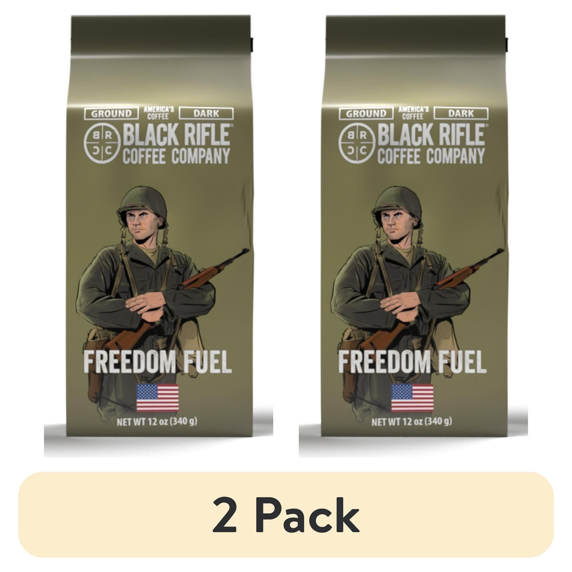 (2 pack) Black Rifle Coffee Company Freedom Fuel, Dark Roast, Ground Coffee,12 oz