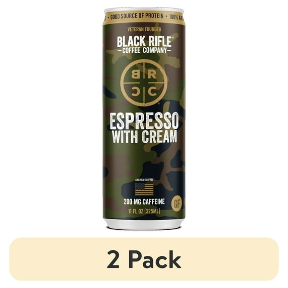 (2 pack) Black Rifle Coffee Company Iced Flavored Espresso with Cream, Ready to Drink for Instant Energy, 11oz, Can