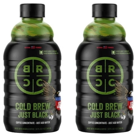 (2 pack) Black Rifle Coffee Company Just Black Cold Brew Iced Coffee Concentrate Drink for Instant Energy, 32 oz