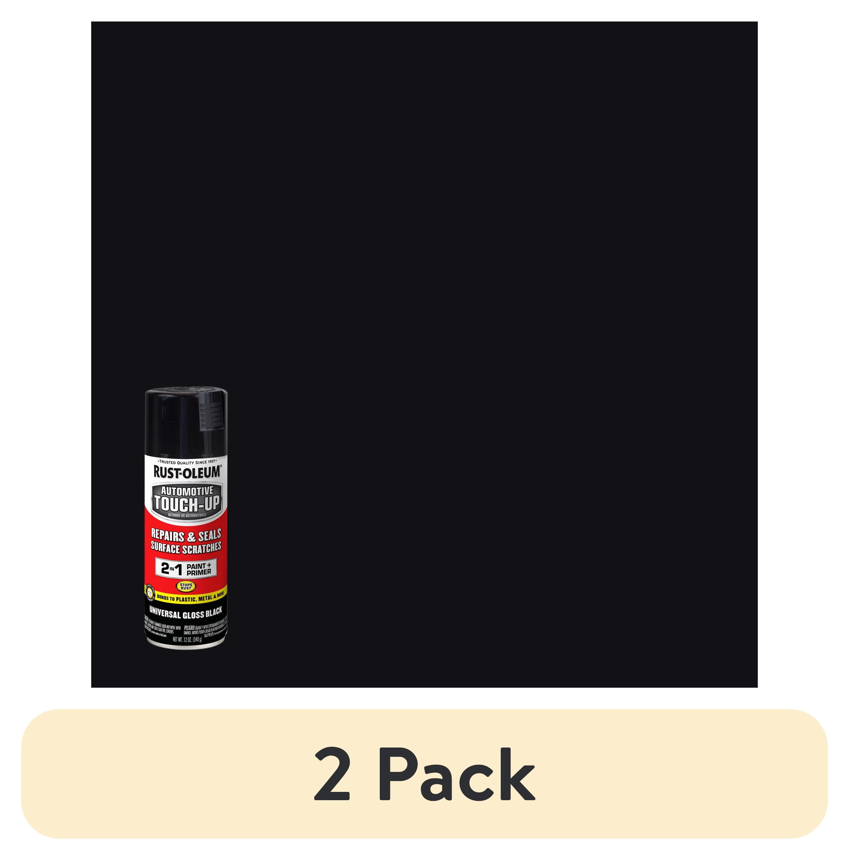 (2 pack) Black, Rust-Oleum Automotive Gloss Touch Up Paint and Primer in One Spray Paint-292320, 11 oz
