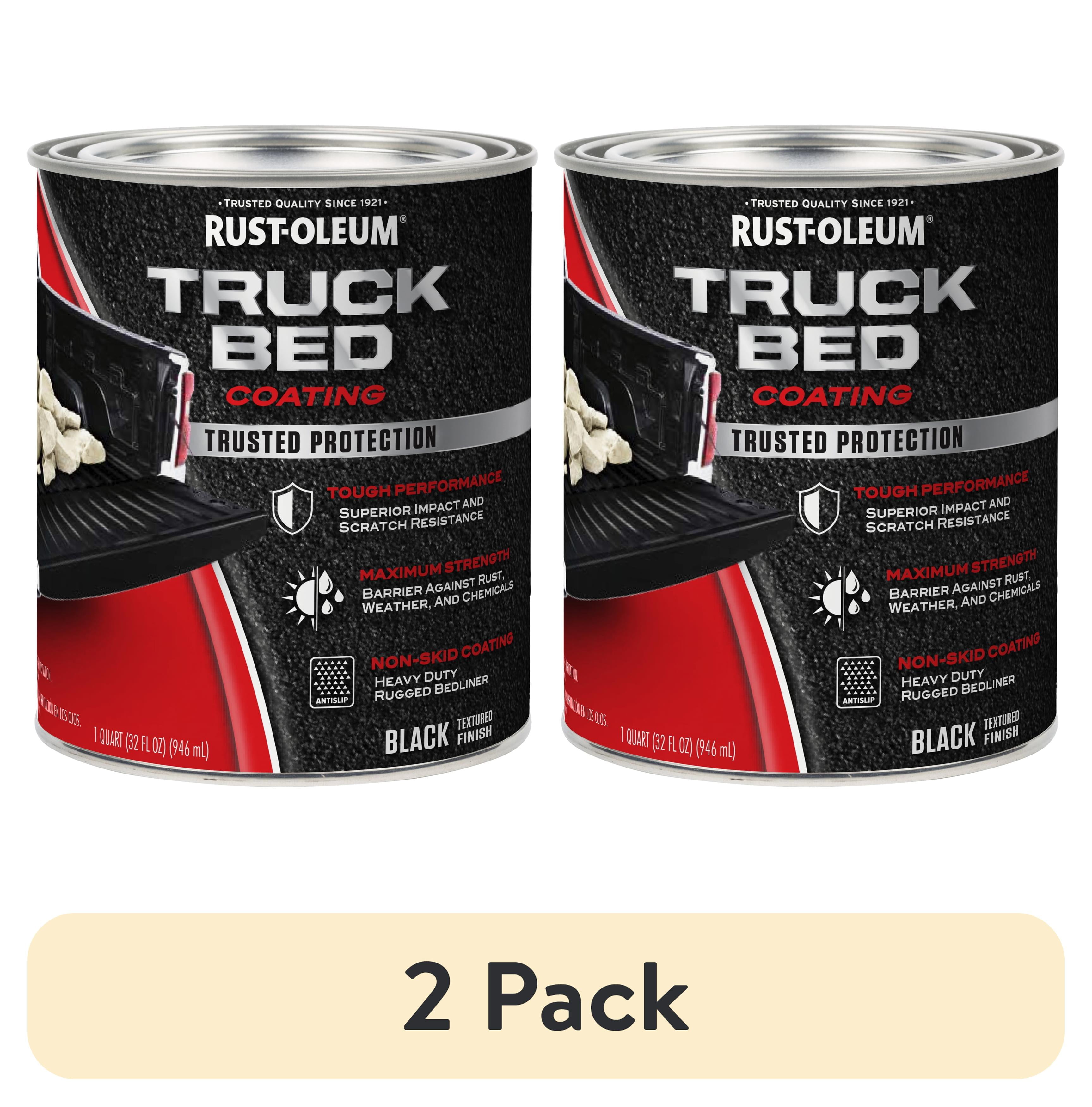 (2 pack) Black, Rust-Oleum Automotive Truck Bed Coating-342668, 1 qt