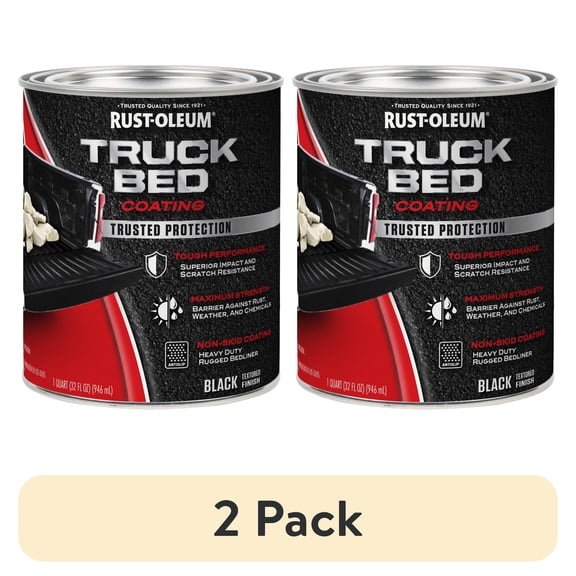 (2 pack) Black, Rust-Oleum Automotive Truck Bed Coating-342668, 1 qt