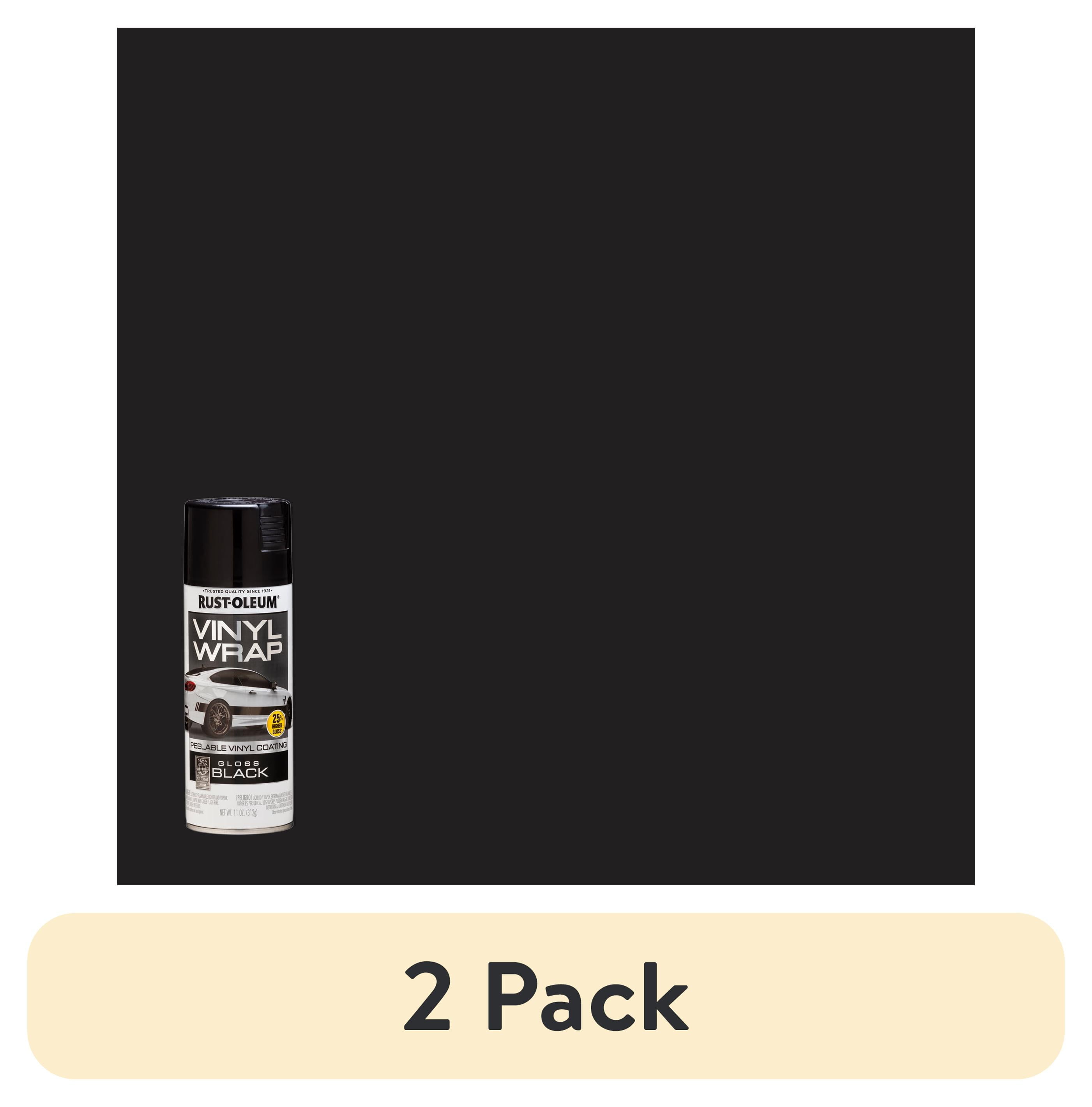 (2 pack) Black, Rust-Oleum Automotive Vinyl Wrap Peelable Coating Gloss Spray Paint-352724, 11 oz
