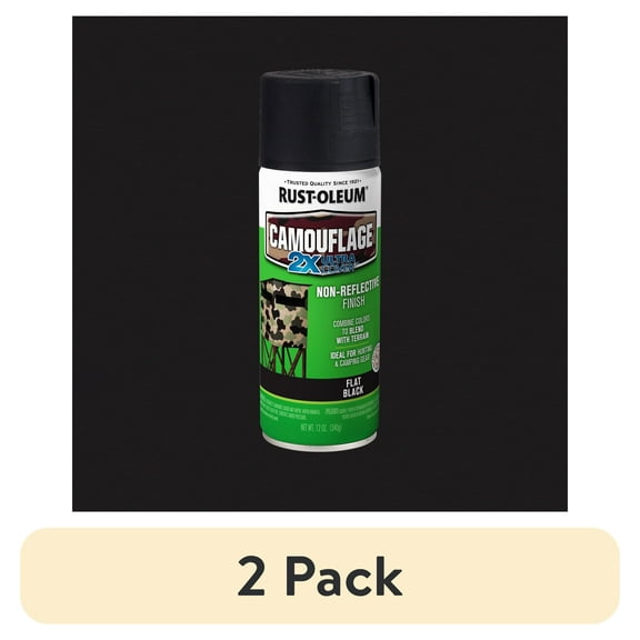 (2 pack) Black, Rust-Oleum Camouflage 2X Ultra Cover-279179, 12 oz