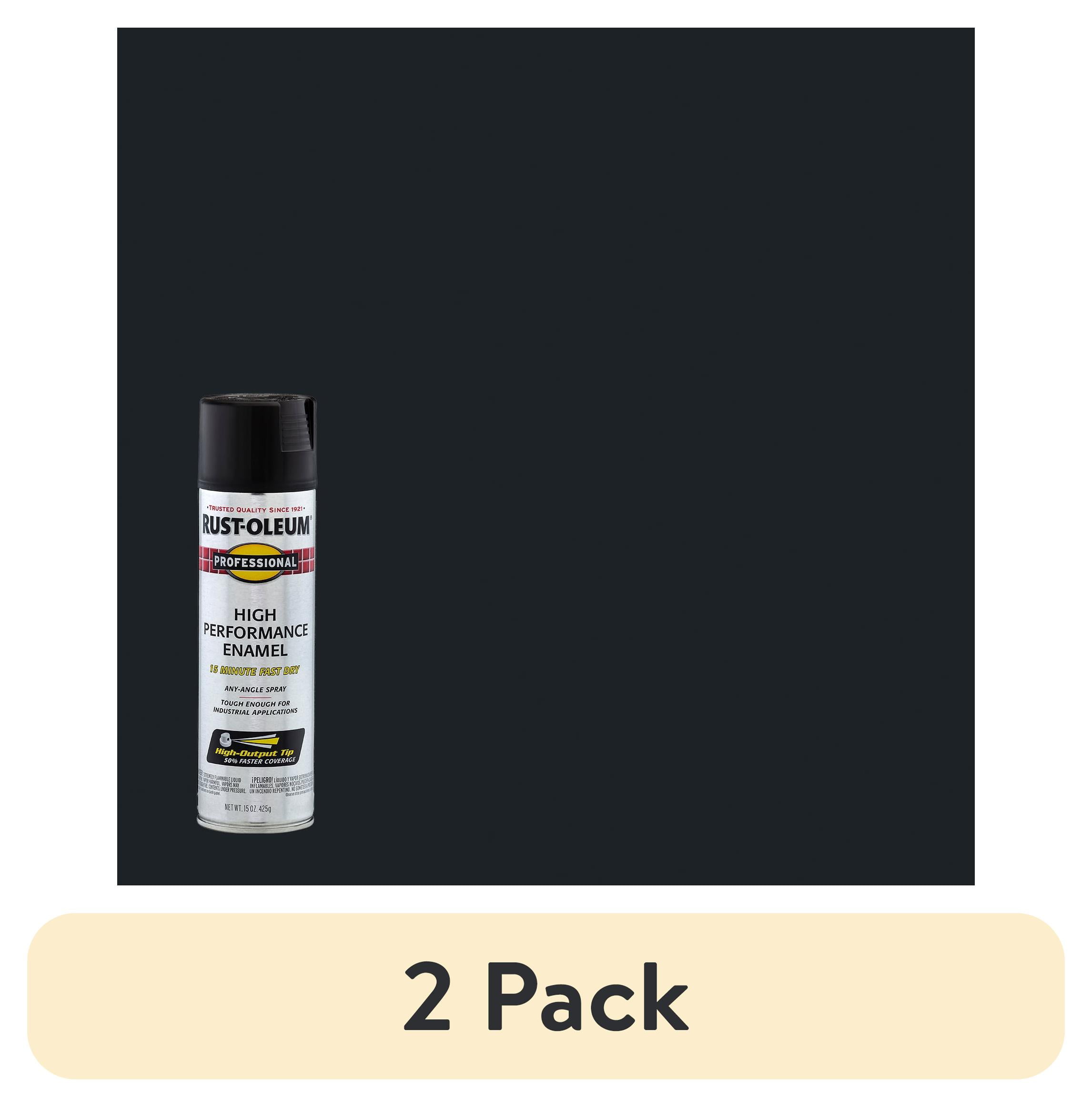 (2 pack) Black, Rust-Oleum Professional High Performance Enamel Flat Spray Paint-7578838, 15 oz